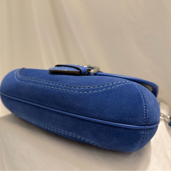 Coach SoHo Flap Bag in Mist Blue Suede and Silver Hardware - Picture 6 of 13